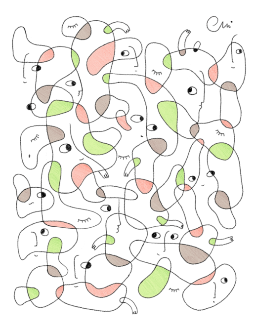 Hugging Faces - pattern/drawing by ChiChiLand