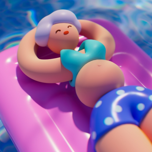 Lazy Summer - Pool - Polka Girl CloseUp by ChiChiLand